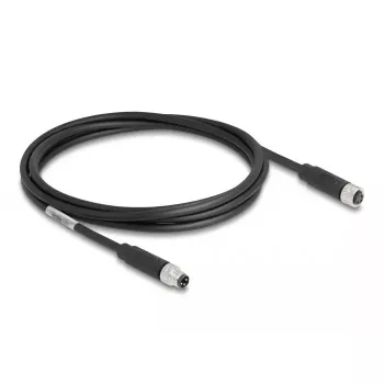 DeLOCK M8 3 kontaktu kabelis, A-kodēts, vīrišķais pret sievišķo, PUR TPU, 2 m