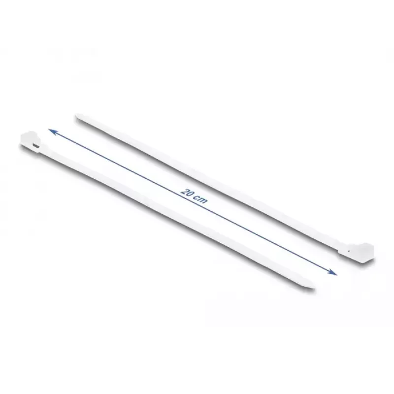 Āķa un cilpas kabeļu saite DeLOCK 18642 atkārtoti lietojama G 200 x P 4,8 mm 100 gab. balta