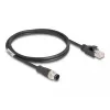 Tīkla kabelis DeLOCK M12 kabelis A-coded 8 kontaktu vīrišķais uz RJ45 vīrišķais Cat5e 1 m Melns