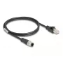 Tīkla kabelis DeLOCK M12 kabelis A-coded 8 kontaktu vīrišķais uz RJ45 vīrišķais Cat5e 1 m Melns