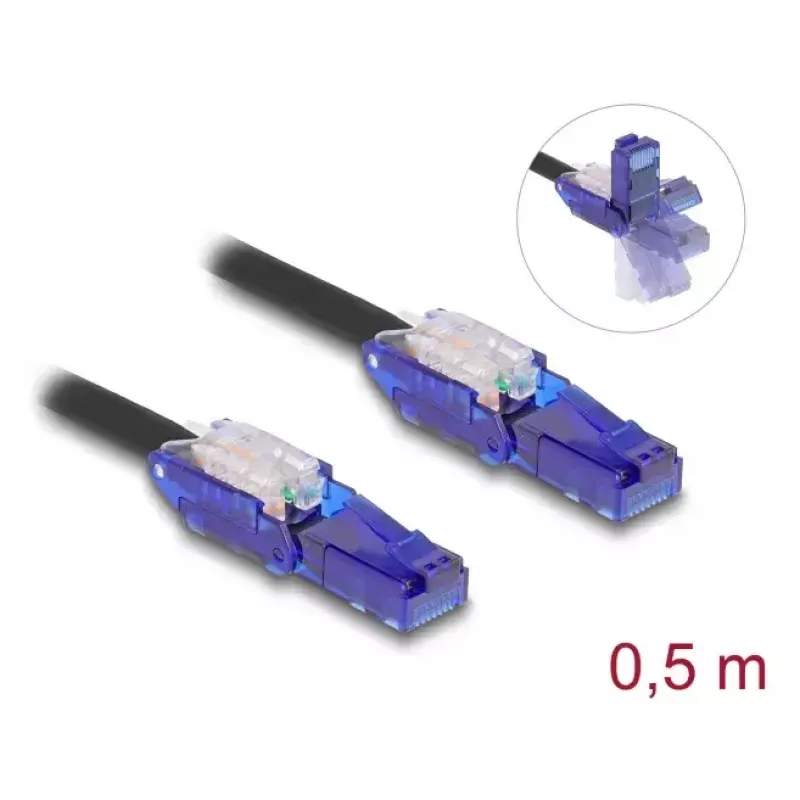 Tīkla kabelis DeLOCK 80925 RJ-45 Cat6 0,5m melns violets