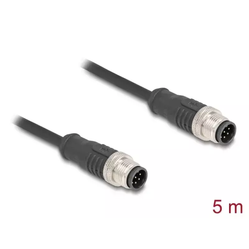 Tīkla kabelis DeLOCK M12 kabelis A-coded 8 pin male to male Cat5e 5 m melns