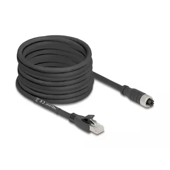 Tīkla kabelis DeLOCK 80595 M12 uz RJ-45 Cat5e 10 m Melns