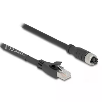 Tīkla kabelis DeLOCK 80595 M12 uz RJ-45 Cat5e 10 m Melns