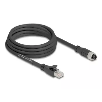 Tīkla kabelis DeLOCK 80591 M12 uz RJ-45 Cat5e 3m Melns