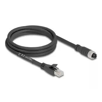 Tīkla kabelis DeLOCK 80590 M12 uz RJ-45 Cat5e 2 m Melns