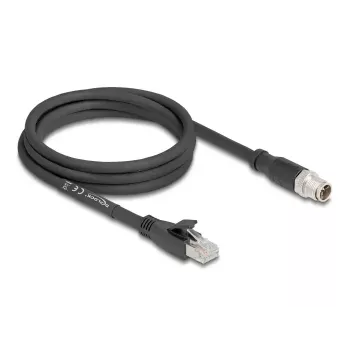 Tīkla kabelis DeLOCK 80579 M12 uz RJ-45 Cat5e 2 m Melns