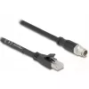 Tīkla kabelis DeLOCK 80579 M12 uz RJ-45 Cat5e 2 m Melns