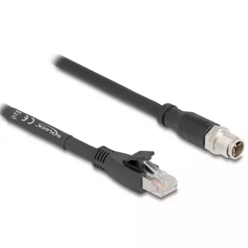 Tīkla kabelis DeLOCK 80579 M12 uz RJ-45 Cat5e 2 m Melns