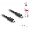 DELOCK Coaxial USB C to USB C kabelis USB4 Gen 3x2 40 Gbps USB PD 3.1 240W 0.5 m