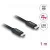 USB-C uz USB-C koaksiālais kabelis DELOCK USB4 Gen 3x2 40 Gbps USB PD 3.1 240 W 1 m