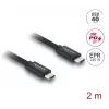DELOCK USB4 Gen 3x2 koaksiālais USB-C uz USB-C kabelis 40 Gbps PD 3.1 240 W 2 m