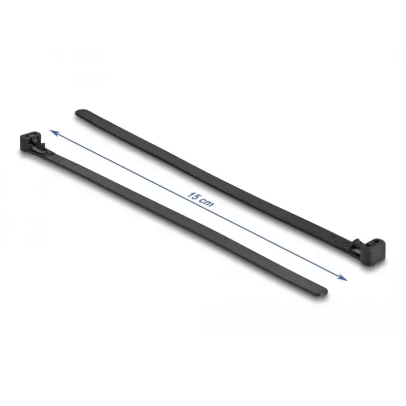 Āķa un cilpas kabeļu saite DeLOCK 18757 atkārtoti lietojama karstumizturīga G 200 x P 7,5 mm melna