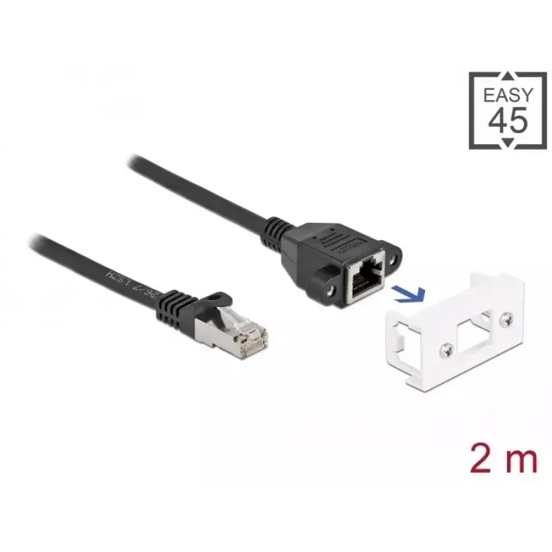 DeLOCK tīkla kabelis 87112 2m Cat6a S/FTP RJ-45 melns balts