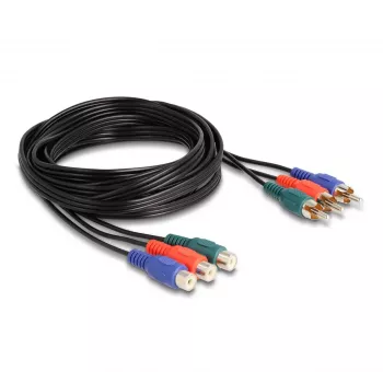 DeLOCK RCA RGB pagarinātāja kabelis 3 x vīrišķais uz 3 x sievišķo 3 m