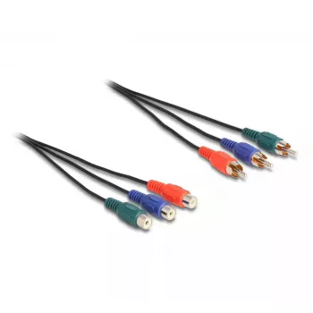 DeLOCK RCA RGB pagarinātāja kabelis 3 x vīrišķais uz 3 x sievišķo 3 m