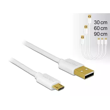 USB kabelis DeLOCK 83679 USB 2.0 USB A Micro-USB B Balts