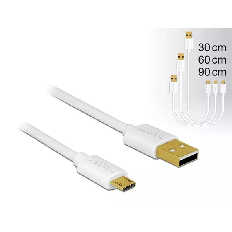 USB kabelis DeLOCK 83679 USB 2.0 USB A Micro-USB B Balts