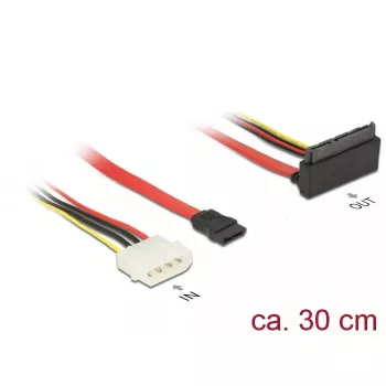 SATA kabelis DeLOCK 85514 0,3 m 1x Molex 4 kontaktu 1x SATA 22 kontaktu 1x SATA 7 kontaktu