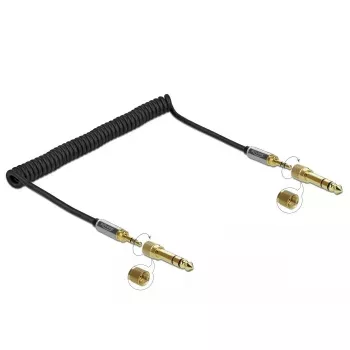 Audio kabelis DELOCK 85837 — 2 m, 3,5 mm vīrišķais-vīrišķais, apzeltīti kontakti, AWG 28, melns
