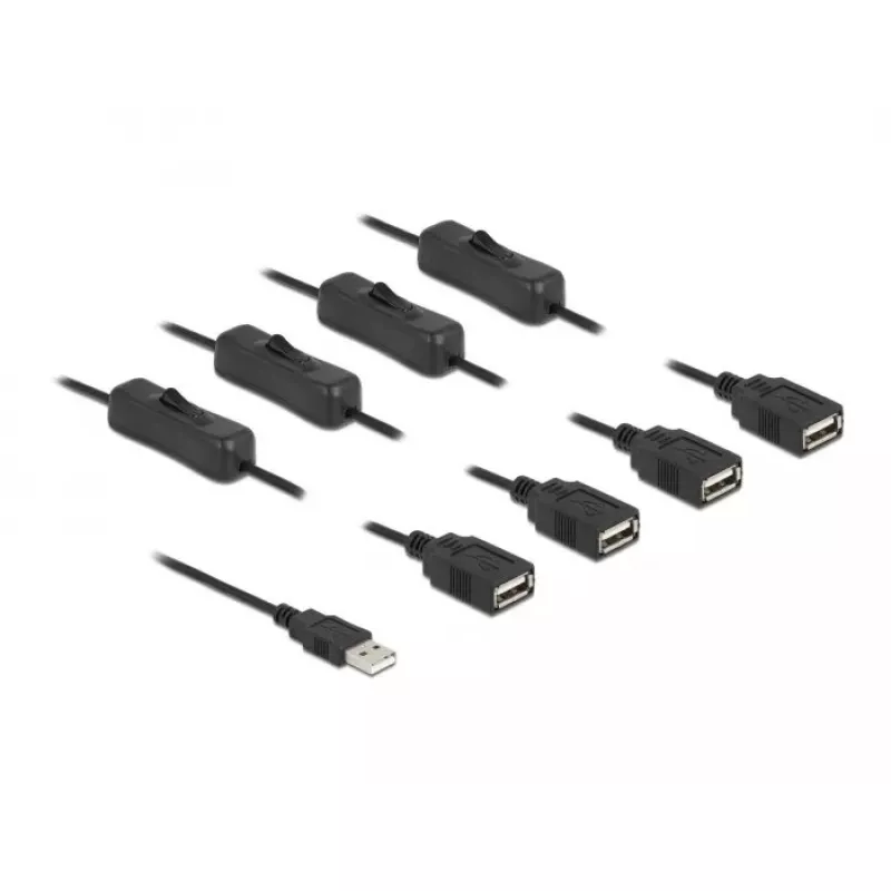 USB Type-A tēviņš uz 4 x USB Type-A mātīte ar slēdzi 1 m DeLOCK 86805