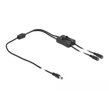 DC kabelis DeLOCK 86794 5,5 x 2,1 mm vīrišķais uz 2 × sievišķo ar slēdzi 1 m