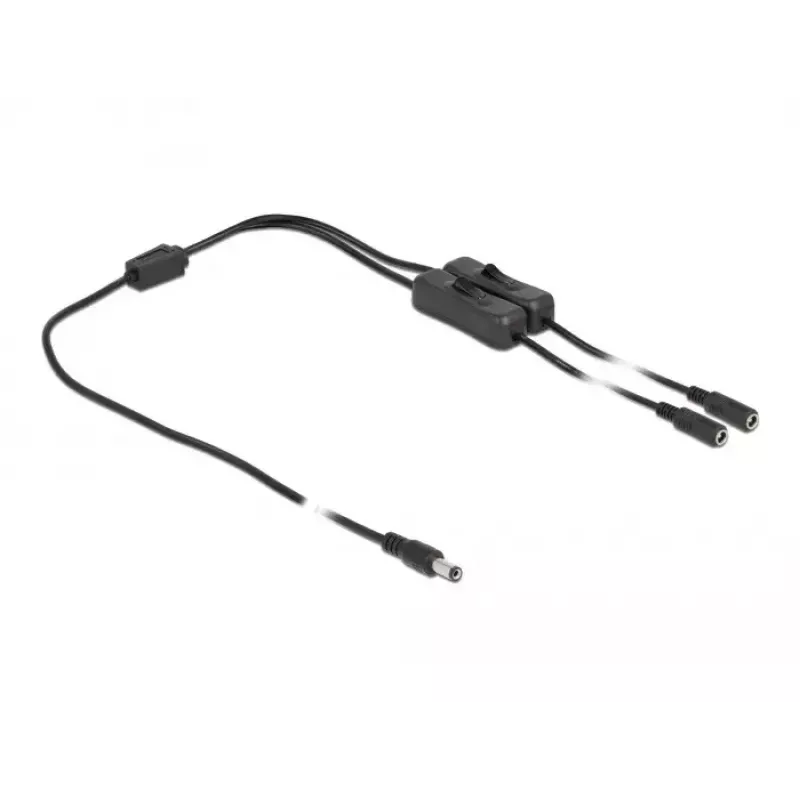 DC kabelis DeLOCK 86794 5,5 x 2,1 mm vīrišķais uz 2 × sievišķo ar slēdzi 1 m