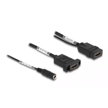 DeLOCK HDMI kabelis 4K 60 Hz ar līdzstrāvas padevi 2.1 x 5.5 mm 0.30 m panelī montējams