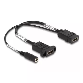DeLOCK HDMI kabelis 4K 60 Hz ar līdzstrāvas padevi 2.1 x 5.5 mm 0.30 m panelī montējams