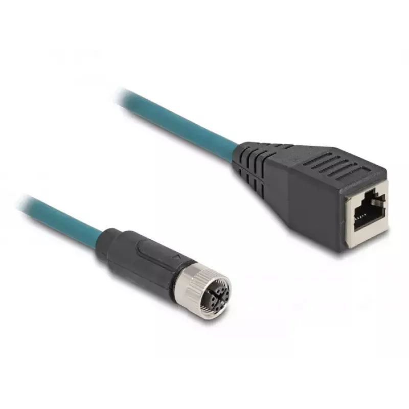 DeLOCK M12 adaptera kabelis X-kodēts 8 kontaktu ligzda uz RJ45 ligzdu 50 cm
