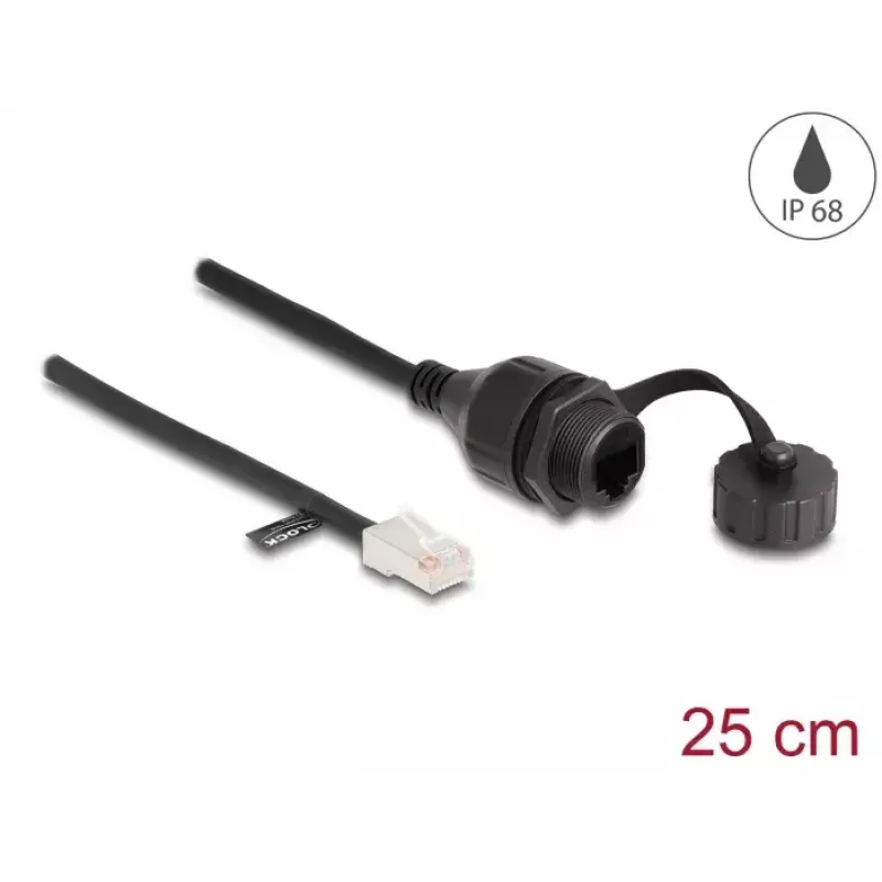 Tīkla kabelis DeLOCK 88012 RJ45 vīr. – RJ45 siev. Cat5e 0,25m melns