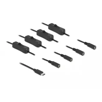 USB Type-C vīriešu uz 4 x DC 5.5 x 2.1 mm sieviešu kabelis DeLOCK 86802