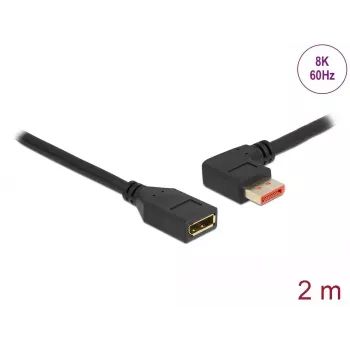 DisplayPort pagarinātāja kabelis DeLOCK 87075 2m 90° pa kreisi leņķots