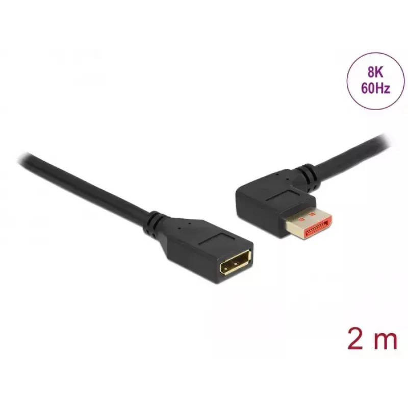 DisplayPort pagarinātāja kabelis DeLOCK 87075 2m 90° pa kreisi leņķots