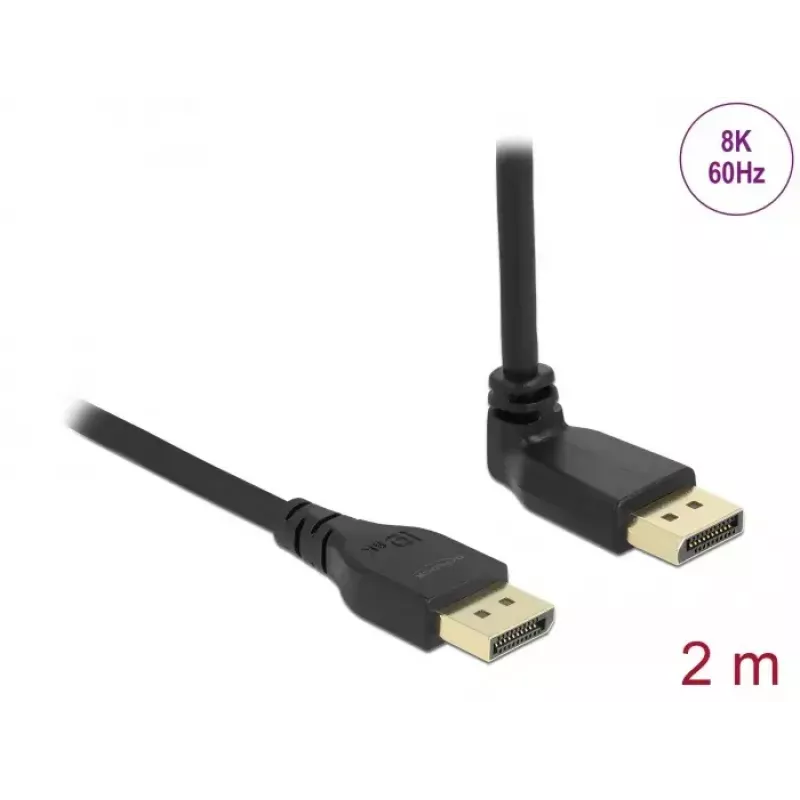 DisplayPort kabelis DELOCK 2 m, DisplayPort uz DisplayPort, 5,7 mm diametrs, līdz 32 audio kanāliem