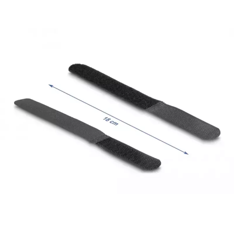 Āķa un cilpas kabeļsaites DeLOCK 19110 180x20mm melnas 10 gabali