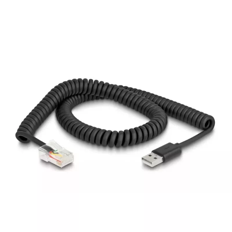 DeLOCK RJ50 uz USB 2.0 Type-A spirālveida kabelis 2 m melns