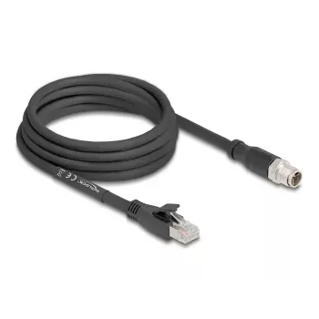 Tīkla kabelis DeLOCK 80580 M12 RJ-45 Cat5e 3 m Melns