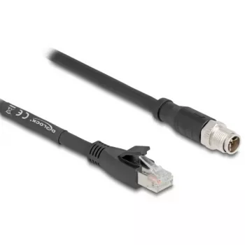 Tīkla kabelis DeLOCK 80580 M12 RJ-45 Cat5e 3 m Melns