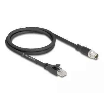 Tīkla kabelis DeLOCK 80577 M12 uz RJ-45 Cat5e 1m melns