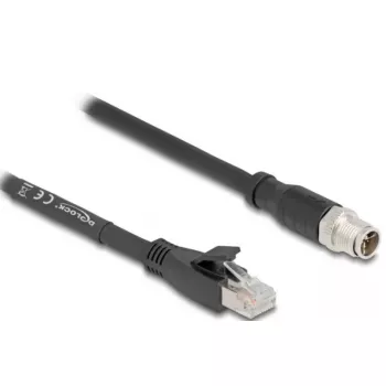 Tīkla kabelis DeLOCK 80577 M12 uz RJ-45 Cat5e 1m melns