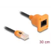 Tīkla kabelis DELOCK 90803 Cat5e U/UTP RJ-45 uz RJ-45 Melns/Oranžs 0,3 m