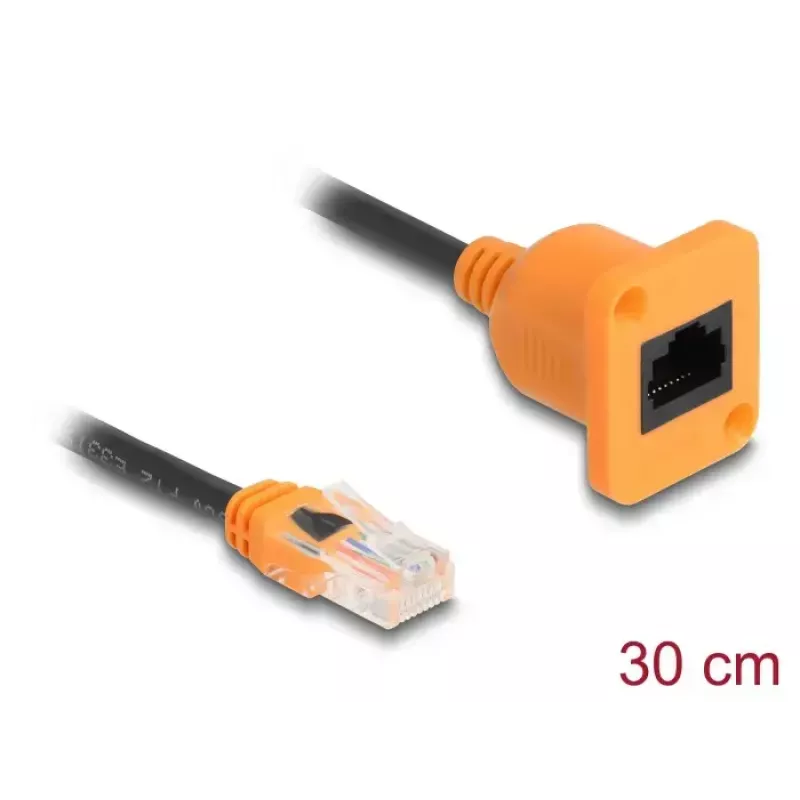 Tīkla kabelis DELOCK 90803 Cat5e U/UTP RJ-45 uz RJ-45 Melns/Oranžs 0,3 m