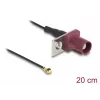 Koaksiālais kabelis DELOCK 90730 — FAKRA D uz I-PEX MHF1, 0,2 m, Ø1,13 mm, melns/bordo