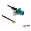 Koaksiālais kabelis DELOCK 90734, FAKRA Z uz I-PEX MHF1, 0,2 m, 1,13 mm, melns/zils