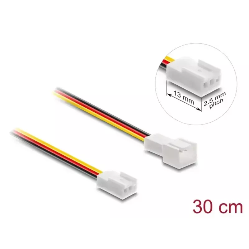 Kabeļa pagarinātājs DELOCK 90870 datoru dzesēšanas sistēmām, PVC, Ø 1,3 mm, melns/sarkans/baltss/dzeltens