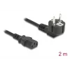 PC strāvas vads DELOCK 81326 — iezemēts CEE 7/7 (90°) uz IEC C13, 2 m, 3×0,75 mm², melns