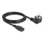 PC strāvas vads DELOCK 81326 — iezemēts CEE 7/7 (90°) uz IEC C13, 2 m, 3×0,75 mm², melns