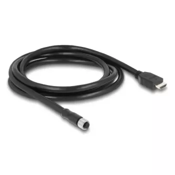 DELOCK M12 A‑kodēts 17‑kontaktu (sieviešu) uz HDMI (vīriešu) kabelis 2 m