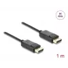 DELOCK koaksiālais DisplayPort kabelis 8K 60 Hz, DisplayPort–DisplayPort, 1 m, melns, pīta apvalka